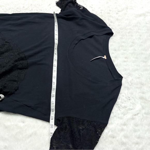 Free People Chasing You Lace Longline Top in Black - Picture 12 of 13
